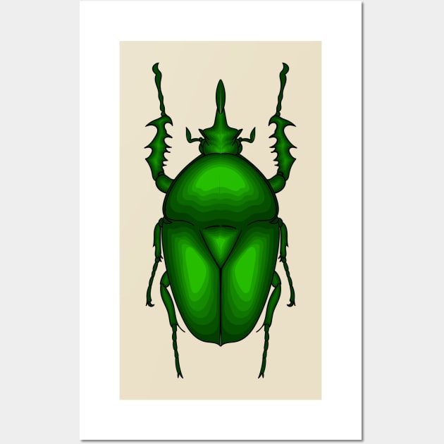 Mecynorhina torquata bug cartoon illustration Wall Art by Cartoons of fun